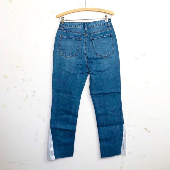 RACHEL Roy hi rise cropped raw hem sequin detail jeans - Picture 3 of 13